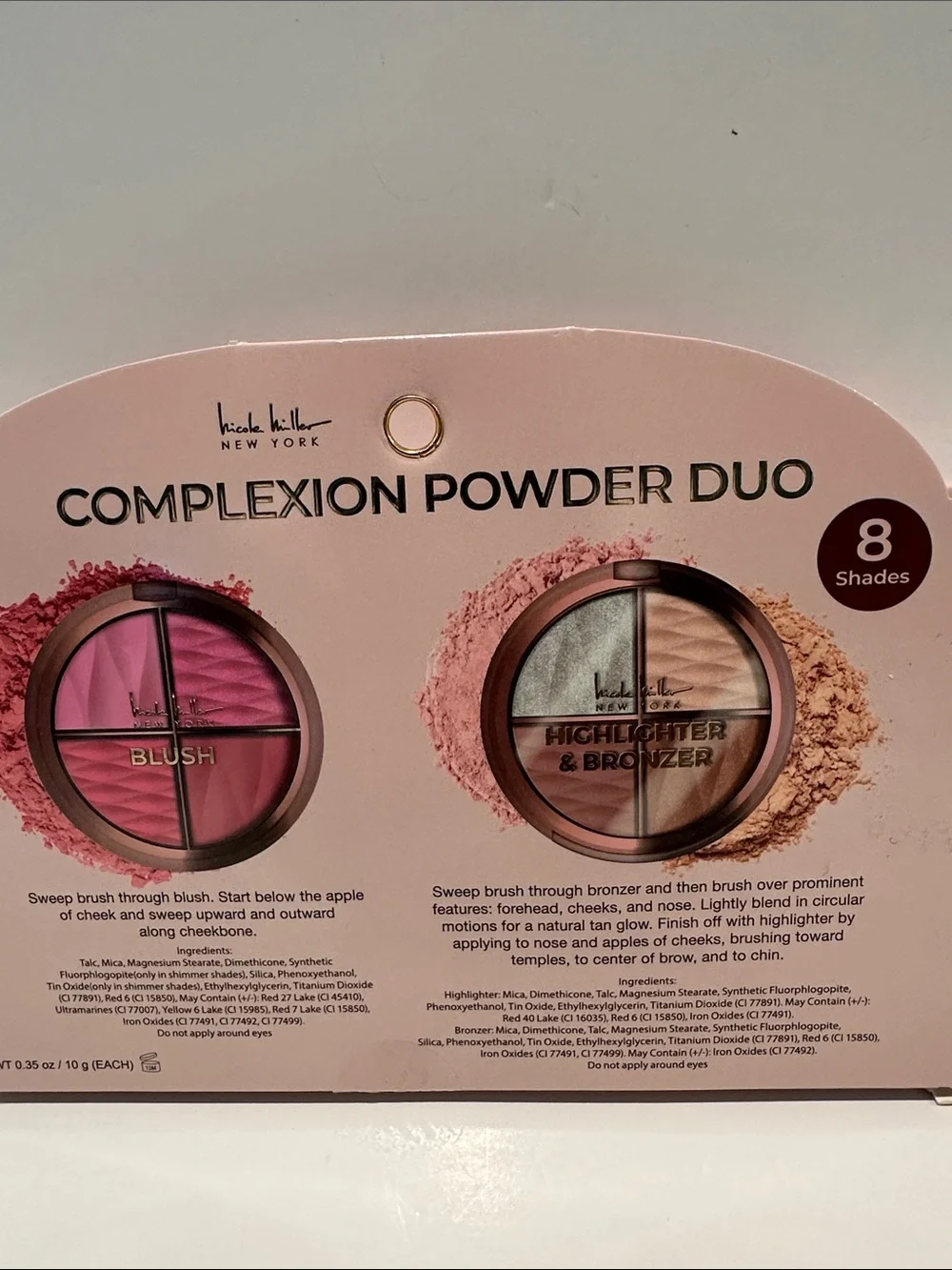 NWT Nicole Miller Complexion Powder Duo in (8) Shades in (2) Compacts.